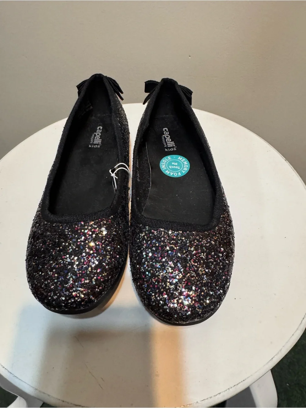 Capelli of New York Kids Black Glitter Ballet Flats